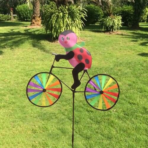 Ladybird Bike DIY Windmill Animal Bicycle Wind Spinner Whirligig Garden Lawn Decorative Gadgets Kids Outdoor Toy
