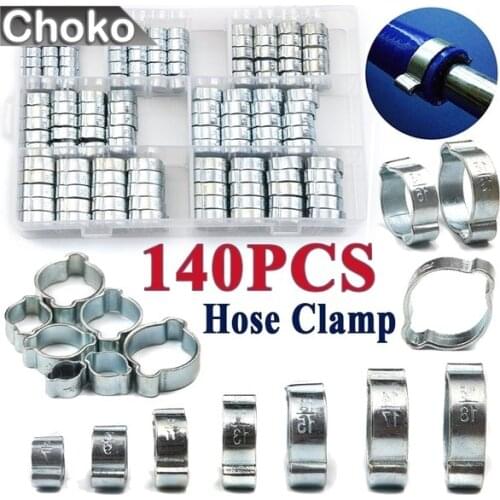 140PCS Stainless Steel Zinc Plated Double Ear Hose Clamp With Storage Box/Bag assortment bolt home improvement