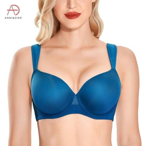 Womens Plus Size Lightly Lined Comfort Strap Seamless Underwire Contour Bra 34-46 B-F