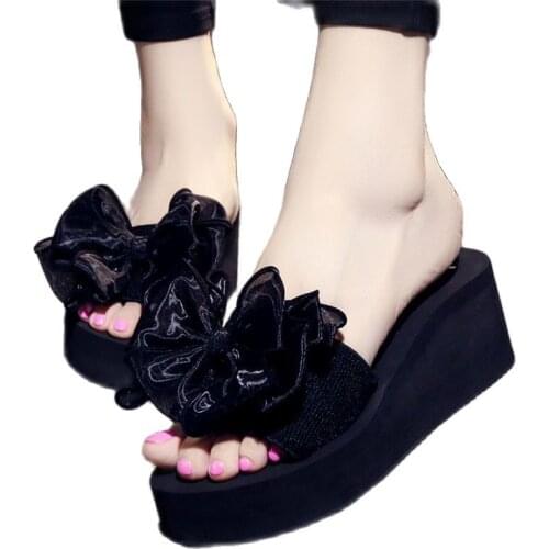 Women Outdoor Slippers Rome Style Summer 2021 Flip Flops Floral Sandals Beach Zapatos Mujer Platform Casual Shoes