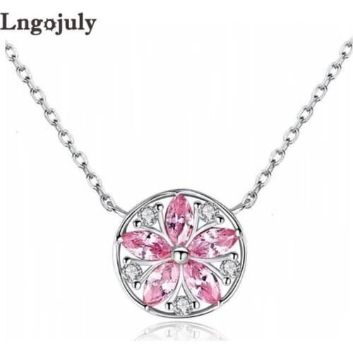 Pure 925 Sterling Silver Women Necklace Fine Jewelry Flower Pendant Necklaces For Bride Wedding Party Solid Silver 925 Jewelry