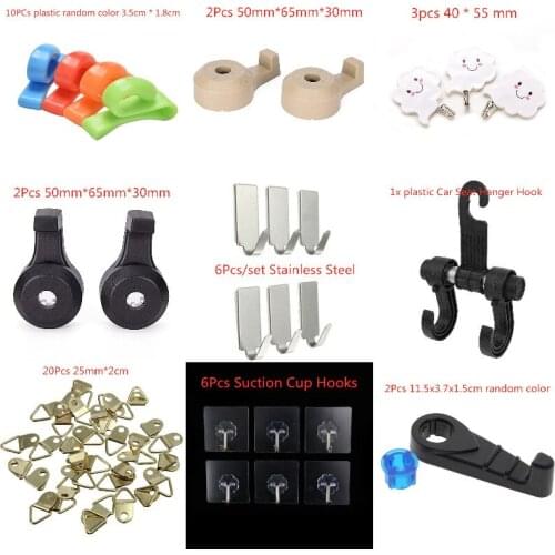 1/2/3/6/10/20Pcs Stainless Steel Plastic Family Robe Hanging Hooks Hats Bag Key Adhesive Wall Hanger for Bathroom Kitchen