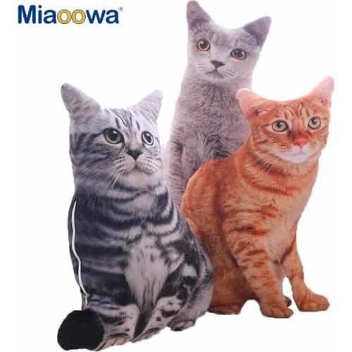 1PC 50CM 3D Simulation Cats Pillow, Cute Cat Washable Plush Stuffed Pillow, Kids Toy, Sofa Pillow, Home Decoration