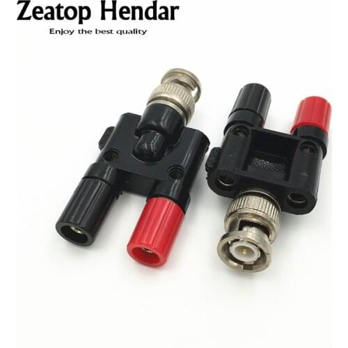 1Pcs BNC Male to 4MM Twin Dua Binding Posts Banana Plug Jack Female Coaxial Adapte Connector BNC Male Terminals black & red
