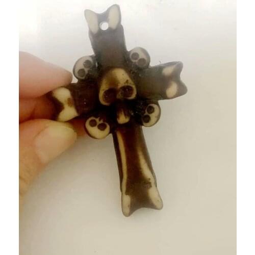 12 pcs Hot Sale Men Womens Imitation Yak Bone Carved Ancient Symbol of life Pendant Necklace Gift