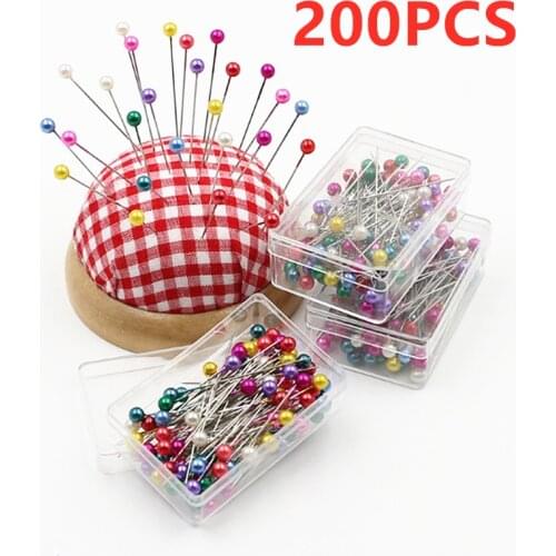 200PCS New Round Pearl Head Sewing Pin With Box Wedding Dressmaking Pins Fixed Corsage Florists Sewing Accessories