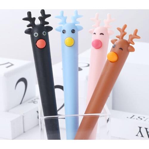 24Pcs Christmas Elk Funny Cute Gel Pens Kawaii Office Accessory School Stuff Thing Ballpoint Stationery Rollerball Item Material