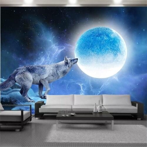3d Wallpaper Wallcovering Mural Moonlight Wolf Dream Starry Creative Living Room Home Decor 3D Modern Wallpapers Wall Covering