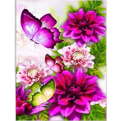 5D DIY Diamond Painting Diamond Embroidery Flower&Butterfly Diamond Mosaic Cross Stitch Full Round Diamond Decor Home Gift