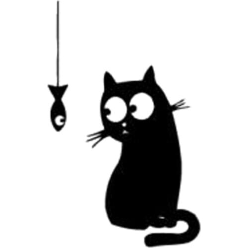 7.8cm*11.9cm Cat Fish Funny Animal Car Styling Motorcycle Car Sticker Black/Silver S3-6545