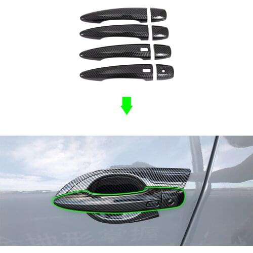 Car Accessories Side Door Handle Cover Trim Carbon Fiber Grain ABS 8pcs Decoration For X-Trail/Rogue 2022