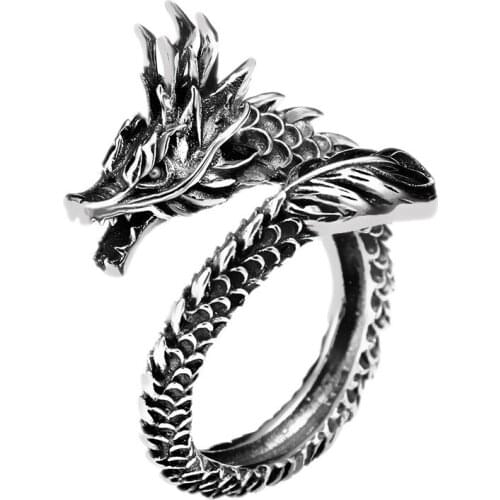 BOCAI New 2021 Fashion Pure S990 Silver Man Ring Personality Retro Domineering Dragon Trendy open Ring for Man