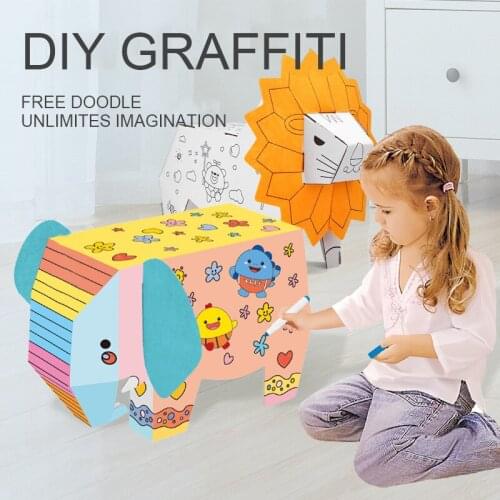 3D DIY Paper Puzzle Games Stereoscopic Jigsaw African animals Model Early Educational Toys For Children Presents Kids Toys Gifts