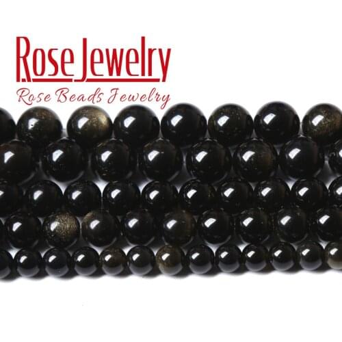 Natural Gold Obsidian Stone Round Beads Loose Spacer Beads For Jewelry Making Diy Bracelet Accessories Wholesale 4 6 8 10 12mm