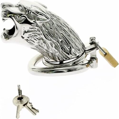 CBT Wolf Shape Chastity Device Tiger Cock Cage Penis Lock Spike Cock Ring Men Chastity Belt BDSM Sex Toy for Husband