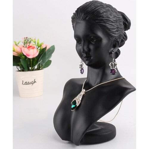 Black Prettyia Resin Mannequin Bust Jewelry Display Earrings Necklace Display Rack Earring Show Stand For Jewelry Store