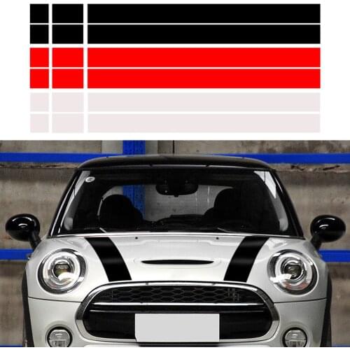CITALL dWm2754536 2Pcs Car Bonnet Stripes Hood Sticker Cover Vinyl Fit for MINI Cooper R50 R53 R56 R55 Black/White/Red