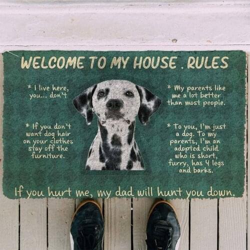 CLOOCL Great Dane Dog Welcome To My House Rules Doormat Decor 3D Print Carpet Soft Flannel Non-Slip Doormat for Bedroom Porch