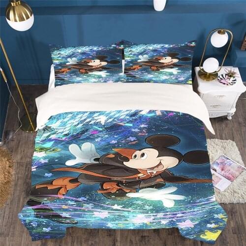 Home Textile Disney 3D Printed Cartoon Minnie Mickey Mouse Bedding Duvet Quilt Cover Pillowcase Boys & Girls Bedroom Decoration