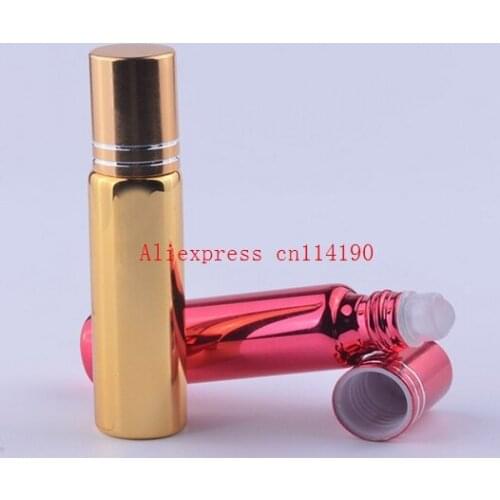 Hot selling 500 pcs/lot 10ML Roller Ball Bottles Essential Oils plating Perfume Glass Bottle