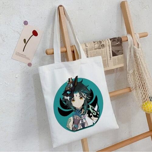 Anime Genshin Impact Xiao Canvas Bag Classic Shoulder Bag Harajuku Gothic Style Shopper Large Capacity Women Bag Vintage Handbag