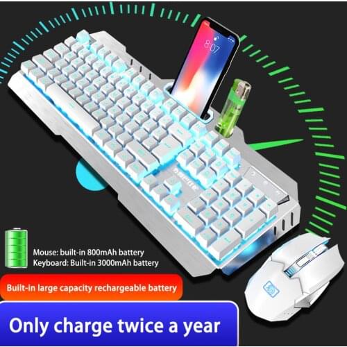 Gaming Mechanical Keyboard charged Anti-ghosting Luminous blue switch Backlit Wireless USB Waterproof keyboard and Mouse Set