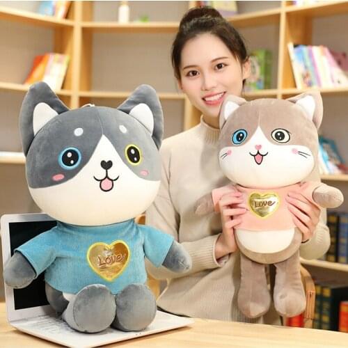 30/50/70cm Cute Husky Cat Plush Toy Soft Cartoon Animal Dog Stuffed Doll Home Decor Baby Accompany Kids Girls Birthday Gifts