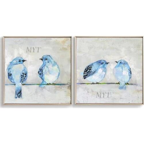 Animal Oil Painting Modern Popular The Blue Bird 100% Handpainted Modern Wall Art Home Decoration On Canvas Frameless