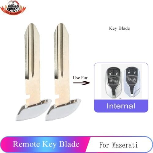 KEYECU 2PCS Uncut Insert Emergency Key Blank Blade Fob for Maserati Ghibli Quattroporte 2012-2017