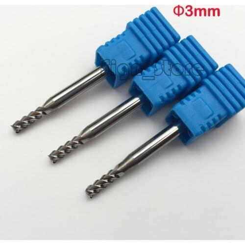 5PCS HRC55 three 3 flutes 3MM end mill milling cutter for aluminum Cutting CNC L 50mm 4*3*8*50mm uncaoted CNC Engraving machine