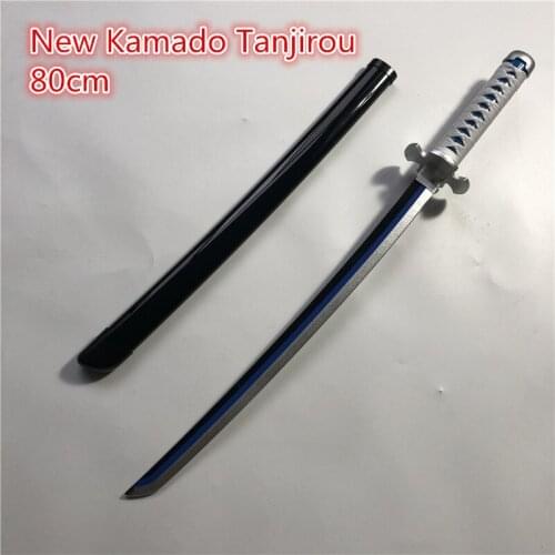 80cm Demon Slayer Cosplay Sword 1:1 Kamado Tanjirou Black Sowrd Anime Kimetsu no Yaiba Ninja Knife Weapon Wood Prop Model Gift
