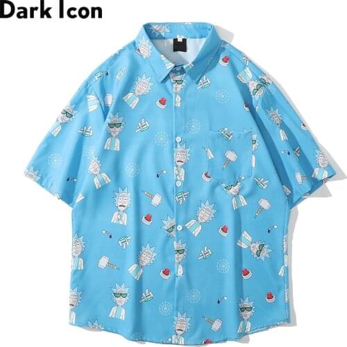 Dark Icon Light Weight Thin Material Hawaiian Shirt Men Summer Polo Shirt Man