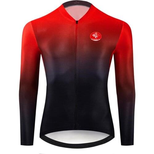 Summer&Autumn Red-Black Long Sleeves Lightweight Cycling Maillot Ciclismo MTB Aero Fit Bike Jersey Quick Dry Team Clothing