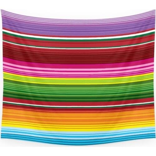 Mexican Blanket Rainbow Striped Tapestry Wall Hanging Colorful Blankets Bohemian Bedspread Blanket Dorm Home Decor Beach Mat