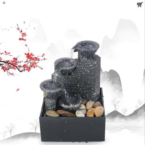 Mini Plastic Meditation Fountain Home Office Teahouse Lighted Waterfall Decoration USB Water Fountain Tabletop Craft
