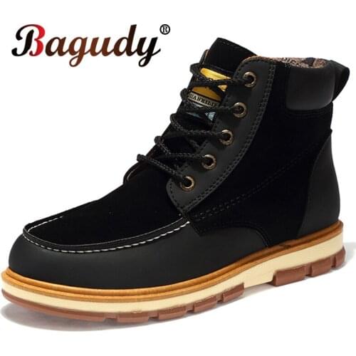 Men Boots for Men Winter Snow Boots Warm Fur&Plush Hiking Tooling Boots High Top Fashion Men Shoes Sneakers Boots Big size 38-46