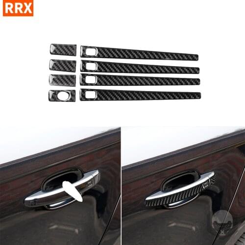 For Audi A4L A5 2009-2016 Carbon Fiber Stickers Door Handle Strips Decorative Personality Exterior Protective Car Accessories