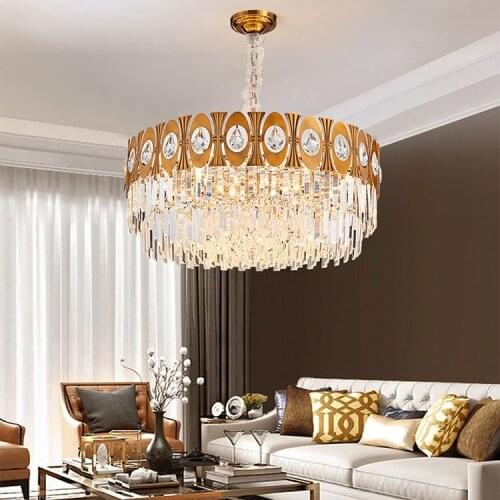 2020 New Round Light Luxury High-grade Living Room K9 Crystal Chandelier Simple Villa Modern Nordic Restaurant Bedroom Lamp
