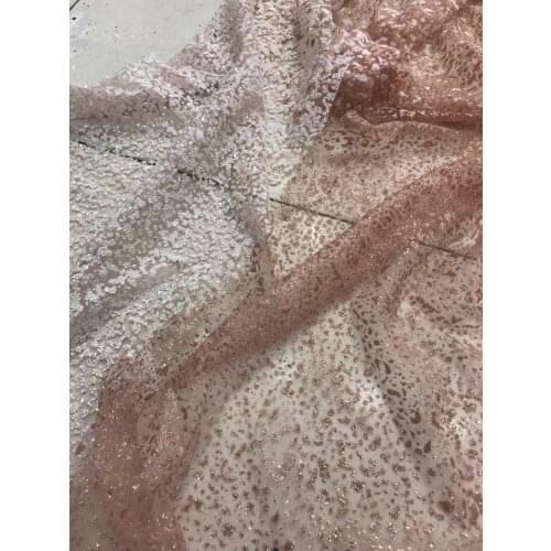 Newest SYJ-121111 african tulle mesh fabric sparkly glued glitter sequins lace fabric for party dress