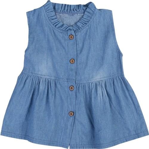 NEW 2020 Toddler Kids Baby Girls Clothes Denim Princess Sleeveless Dress Newborn Girls Cute Solid Summer Dresses