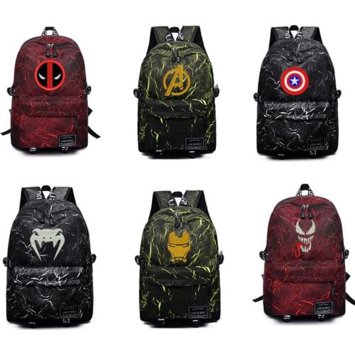Original Disney Fashion Backpack Marvel Spiderman Iron Man Capacity Backpack Travel Bag Men&Women Laptop Bag Mochila Escolar