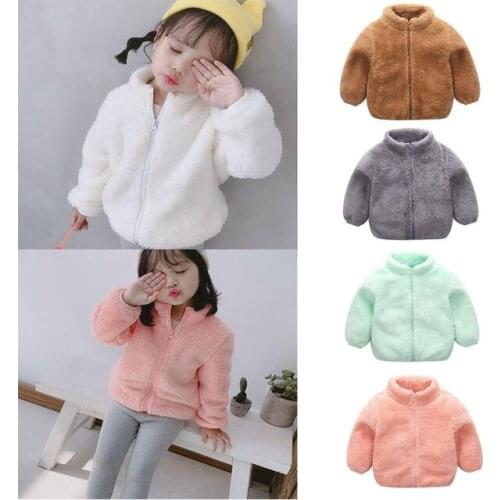 2019 New Fashion Baby Boy Girl Coat Winter Autumn Warm Solid Zipper Warm Double-sided Wool Cloth With Soft Nap Cute Fall Coat