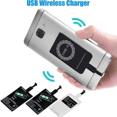 Wireless Charging Receiver Portable Sticky USB Type-C Qi Wireless Charging Receiver for iPhone Android Mobile Phone Accessories