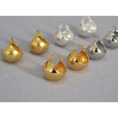 European and American retro exaggerated hollow ball simple fashion temperament brass earrings earrings female
