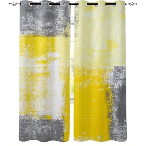 Paint Abstract Geometric Yellow Blackout Curtains For Kitchen Bedroom Kids Room Window Treatment Curtains for Living Room