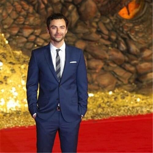 Navy Blue Notch Lapel Costume Homme Men Slim Fit Suits Prom Wedding Groom Terno Masculino Best Man Blazer 2 Piece Bridegroom