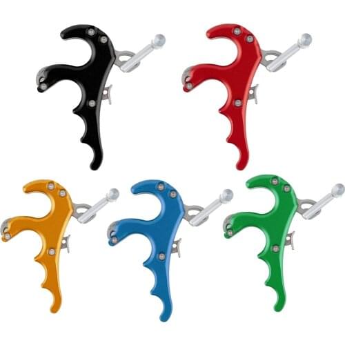 High Quality 4 Fingers Aluminum Alloy Compound Bow Release Aid for Archery Bow Hunting Target Shooting Red Yellow Blue Green