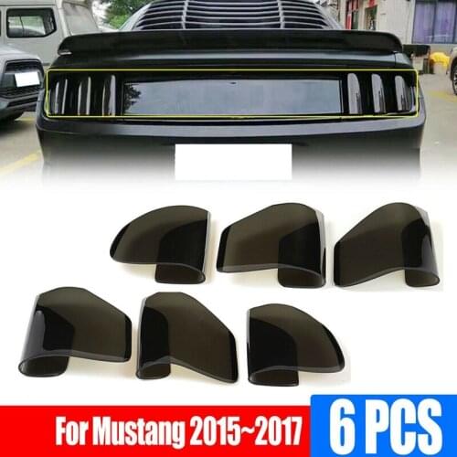 6Pcs Car Rear Tail Light Lamp Cover Protector Sticker Smoked Auto Tail Light Hood for Ford Mustang 2015