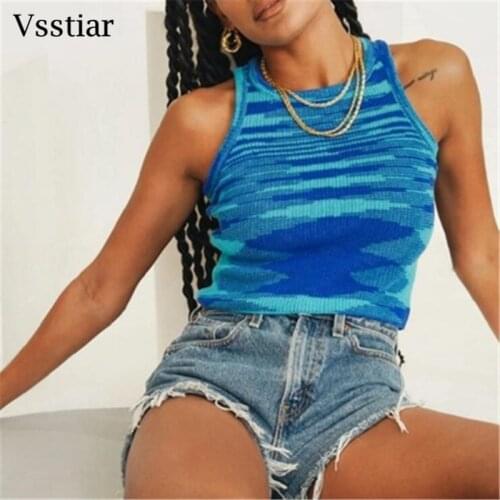 Vsstiar 2021 Knitted Crop Top Women Casual Summer Basic T-Shirt Y2K Vintage Off Shoulder Streetwear Sexy Tank Tops