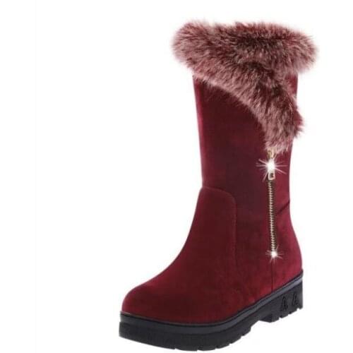 Winter Women Boots Keep warm Down Boots Female Waterproof Ladies Snow Boots red Winter Shoes Woman Plush Insole Flat shoes